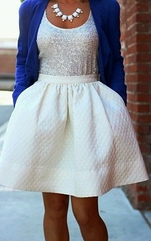 Biała spódniczka + cekiny +...