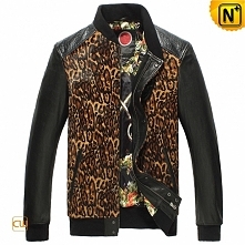 Dallas Men Leopard Biker Jacket Varsity Jacket CW850335