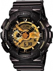 zegarek G-Shock w czarno-złotej kolorystyce.