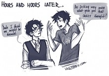 Percy i Harry. Czy spotkanie dwóch chłopaków półkrwi przebiegało na spokojnym piciu coli z puszki i zajadaniu Fasolek Wszystkich Smaków? ^^