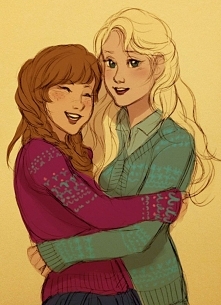 Elsa i Anna w rozpuszczonych włosach