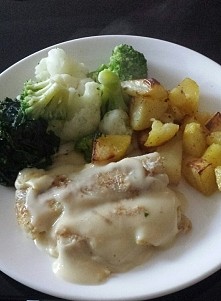 ryba z sosem holenderskim, ...