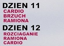 POZWÓLCIE, ŻE WYTŁUMACZĘ ZASADY DZIAŁANIA NOWEGO WYZWANIA. ;)
M
Dla przykładu mamy podane na zdjęciu dni wyzwania - jedenasty i dwunasty. 
DNIA JEDENASTEGO SKUPIAMY SIĘ NA BRZUC...