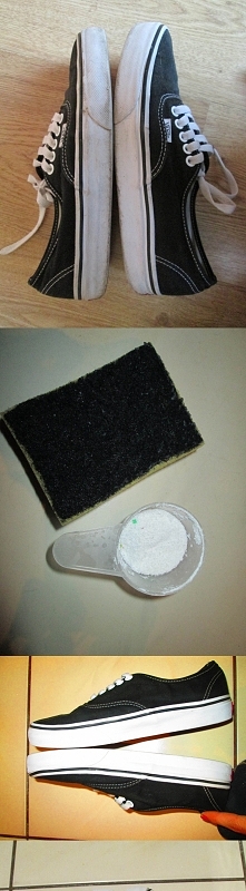 Guma twoich butów nie ma juz nic wspólnego z białym? Z pomocą śpieszy gąbka, proszek i ciepła woda. - efekt super!