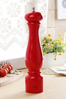 Drewniany młynek do soli BISETTI LAKIEROWANY CZERWONY 32 cm