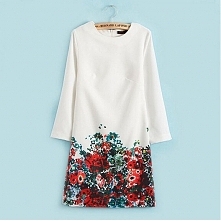 PO KLIKNIĘCIU NA ZDJĘCIE ZOSTANIESZ PRZEKIEROWANA DO AUKCJI Z RESZTA ROZMIARÓW. SUKIENKA SUROWY STYL PROSTA BIAŁA KWIATY