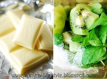 Miętowe kiwi z kremem z białą czekoladą.