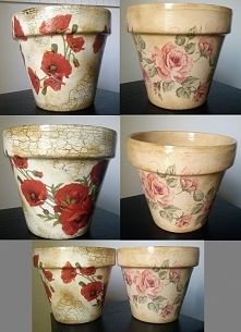 gliniane doniczki decoupage
