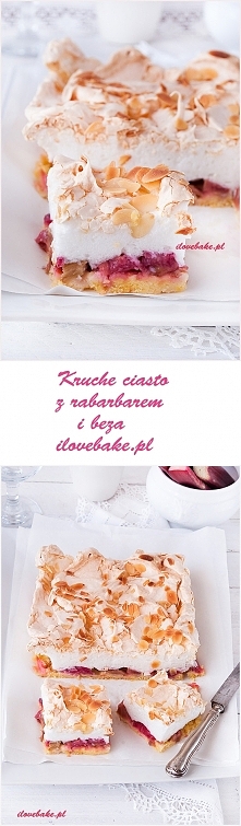 Kruche z rabarbarem i bezą - przepis na ilovebake.pl
