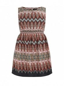 -50% Inspire Red Ethnic Print Skater Dress