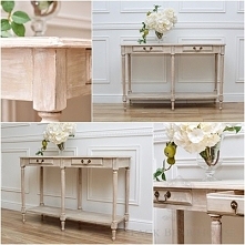 francuska poszarzona drewniana konsola do holu black bear house