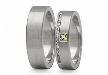 ST 216B Wyjątkowa para obrączek ślubnych z białego złota z cyrkoniami Swarovski ELEMENTS lub brylantami - GRAWER W PREZENCIE od GESELLE Jubiler