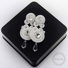 Brilliant white soutache - kolczyki ślubne sutasz KAVRILA