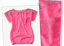 Bluzka krótki rękaw
kolor: neonowy róż
plecy z koronki
Rozmiar M
Cena: 25 zł