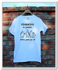 Pingwiny - koszulka ręcznie malowana / handmade ! - rozm S. pytania proszę kierować na maila : agneska24@gmail.com