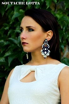 BIŻUTERIA SOUTACHE LOTTA, KOLCZYKI GRANATOWE, DUŻE