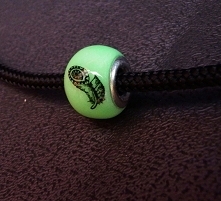 ręcznie robiony koralik modułowy , piórko