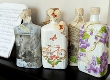 Butelki decoupage.