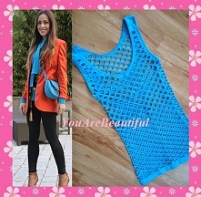 Turkusowy top bokserka elastyczna siatka rybaka. Wyprzedaż z szafy! Kliknij w obrazek aby kupić.