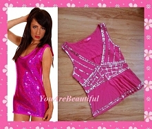 Śliczny top baby doll różowy fuksja srebrne cekiny. Wyprzedaż z szafy. Kliknij w obrazek aby kupić.