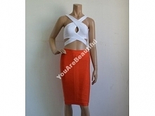 Kontrastowa 2cz sukienka bandażowa white & neon red. Super model 2015. Kliknij w zdjęcie aby kupić.