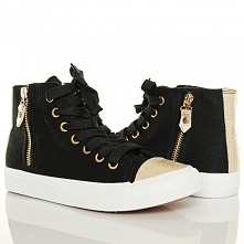 WYSOKIE CZARNE TRAMPKI ZŁOT...