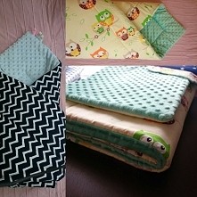 Zestaw kolderka i płaska podusia w kolorze zieleni :-)