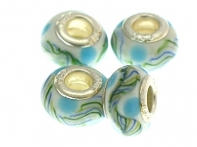 Beads Koraliki Przekładki Modułowe do Rzemienia Wzorki Blue White