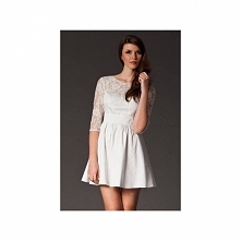 Sukienka rozkloszowana 144 ecru