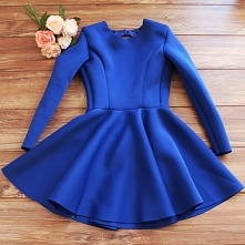 Kobaltowa rozkloszowana sukienka