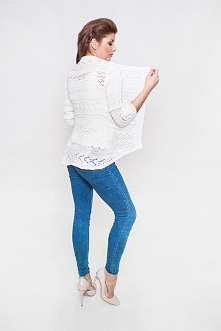 4457 - sweter ażurowy kolor ecru