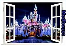 BAJECZNA NAKLEJKA NA ŚCIANĘ ŚCIENNA OKNO Z KTÓREGO WIDAĆ DISNEYLAND IDEALNE DLA TWOJEGO DZIECKA PRZEJDZIESZ DO AUKCJI PO KLIKNIĘCIU NA ZDJĘCIE TANIO