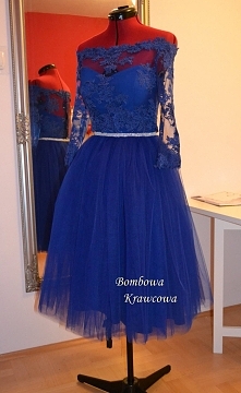 koronkowa rozkloszowana sukienka z tiulem dostępna na fb fanpege Bombowa Krawcowa
