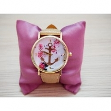 Zegarek kotwica na kwiatach - kremowy - 21,99zł - klik w zdjęcie