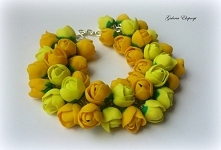 Ręcznie wykonana bransoletka żółte tulipany z masy FIMO