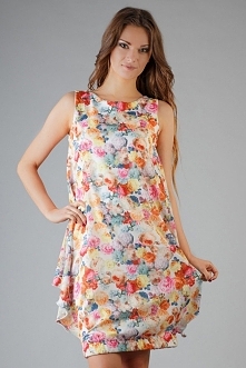 Zwiewna luźna sukienka na lato, kwiatowa