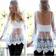 przeźroczysta, biała bluzka...