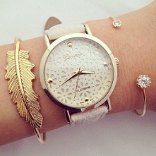 Zegarek podwójna tarcza koronka krem - 20,99zł - klik w zdjęcie