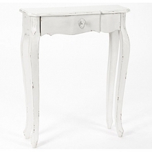 Prowansalska Konsola w kolorze białym z lekkimi przetarciami, o bardzo oryginalnym kształcie. Ekskluzywny dodatek do wnętrz w postaci mebla.