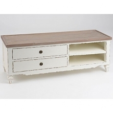 Komoda pod telewizor w niezwykłym prowansalskim stylu, posiadająca dwie szuflady i dwie półki. Ciemny blat podkreśla jej niesamowity urok.
