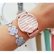 Zegarek kotwica na paskach - pudrowy róż - 21,99zł - klik w zdjecie