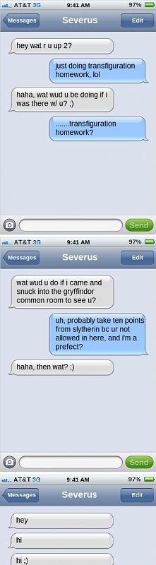 Snape esemesujący z Lily LO...