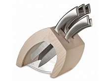 Noże kuchenne x5 Bugatti Trattoria Ergo WhiteAsh w bloku jesionowym - Calvado