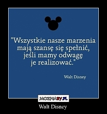 Wszystkie nasze marzenia
mają szanse się spełnić,
jeśli mamy odwagę 
je realizować.