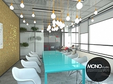 Nowoczesna przestrzeń biurowa , w której najbardziej widoczne są akcenty kolorowe o czystych barwach. Zapraszamy również do sprawdzenia naszej strony internetowej wwwmonostudiopl