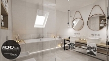 Skandynawska łazienka na nietypowym tle, wyjątkowe faktury. Jak wam się podoba? Zachęcamy do sprawdzenia naszej strony internetowej wwwmonostudiopl