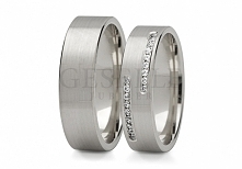 ST 213 Pełne blasku obrączki weselne z białego złota i cyrkoniami Swarovskiego lub lśniącymi brylantami - GRAWER W PREZENCIE - kolekcja GESELLE Jubiler