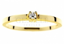 WZ 323 Delikatny, złoty pierścionek zaręczynowy z brylantem 0,04 ct - pełna uroku biżuteria od GESELLE Jubiler