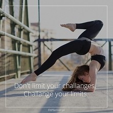 "Nie ograniczaj swoich wyzwań, stawiaj wyzwania swoim ograniczeniom!" Nie ma rzeczy niemożliwych, jeżeli jesteś w stanie w to uwierzyć :) ↪️ Pamiętaj - zawsze rób jeden krok (albo dwa, albo trzy... :) ) więcej niż myślisz, że jesteś w stanie. Zaskoczysz się tym, jakie masz możliwości! ☺️ Znajdź sport dla siebie z FitPlanner - wyszukiwarka klubów, zajęć i instruktorów w jednym miejscu !