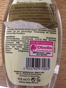 dla zainteresowanych skład serum nourishing Oli milk firmy organix